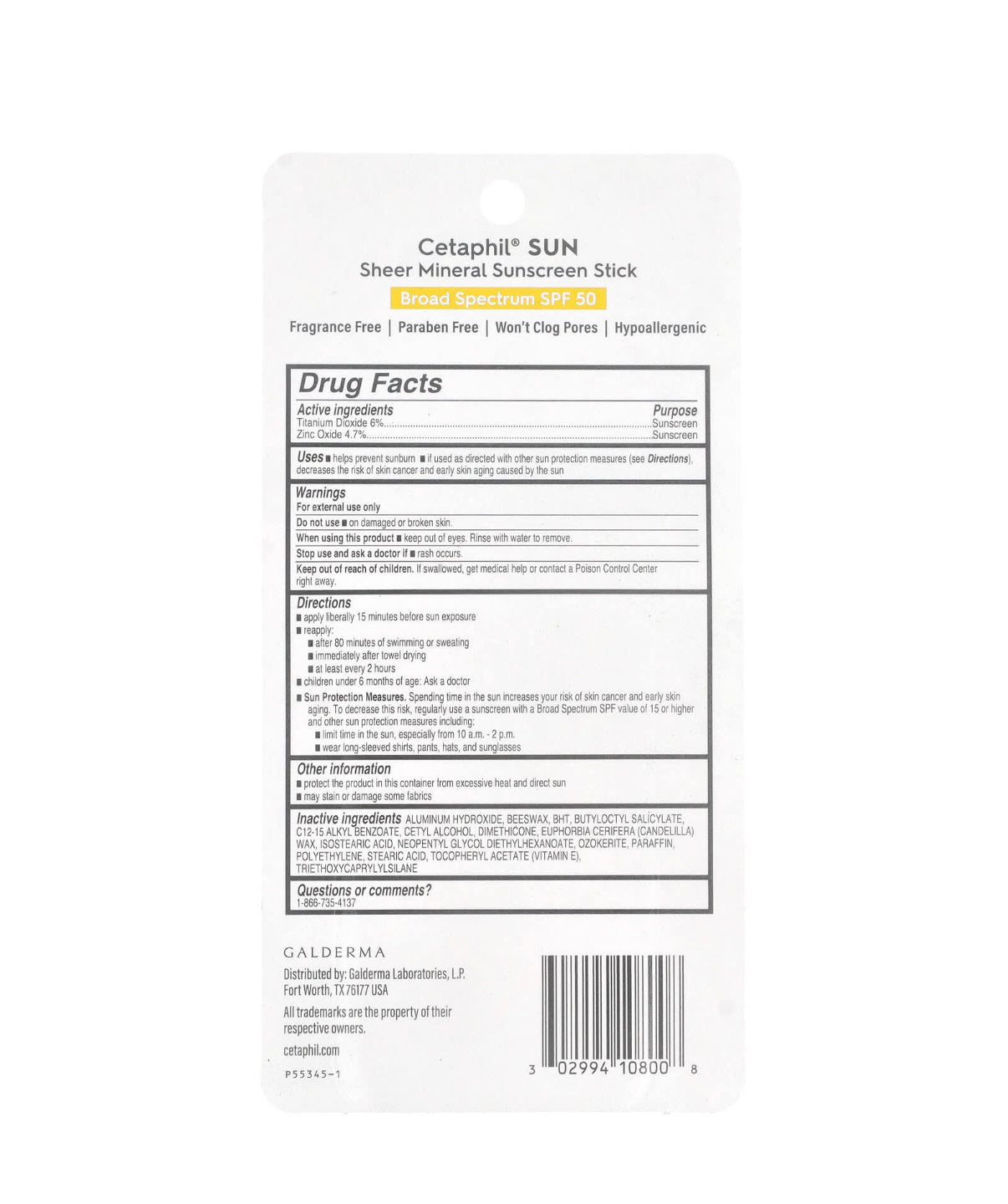 Cetaphil Sheer Mineral Sunscreen Stick SPF 50
