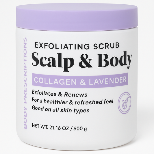 Body Prescriptions Scalp & Body Exfoliating Scrub – Collagen & Lavender